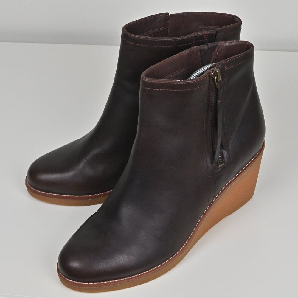 NWOT Cole Haan Auden Short Waterproof Wedge Heel Side Zip Ankle Boots US9.5 UK7